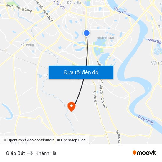 Giáp Bát to Khánh Hà map
