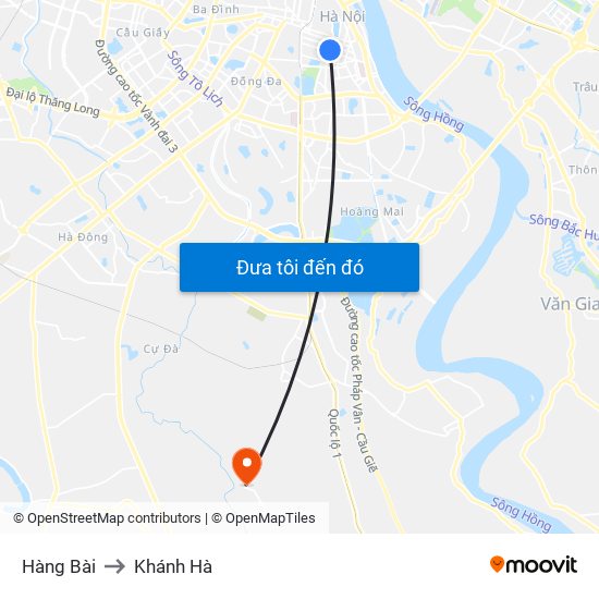 Hàng Bài to Khánh Hà map