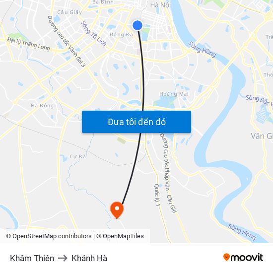 Khâm Thiên to Khánh Hà map