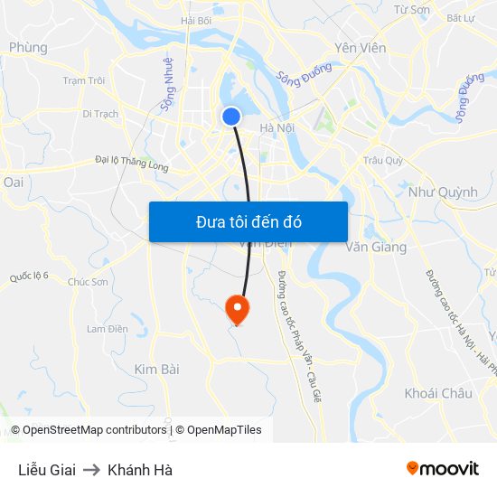 Liễu Giai to Khánh Hà map
