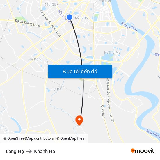 Láng Hạ to Khánh Hà map