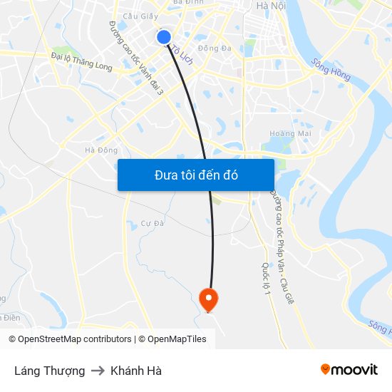 Láng Thượng to Khánh Hà map