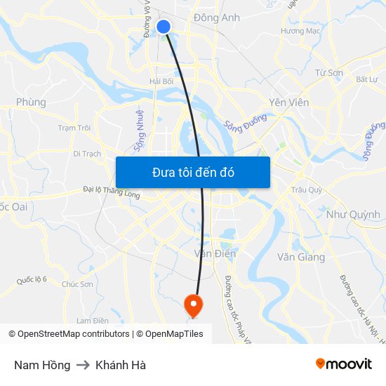 Nam Hồng to Khánh Hà map