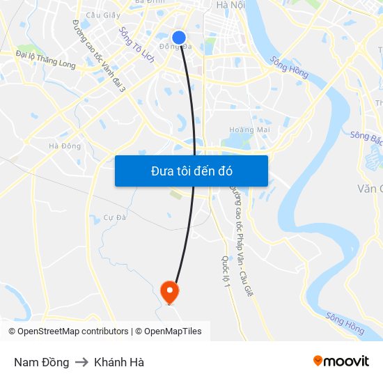Nam Đồng to Khánh Hà map