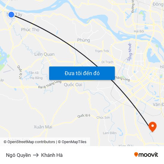 Ngô Quyền to Khánh Hà map