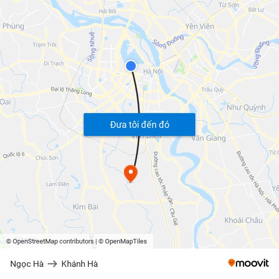 Ngọc Hà to Khánh Hà map
