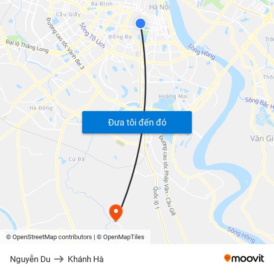 Nguyễn Du to Khánh Hà map