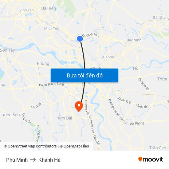 Phú Minh to Khánh Hà map