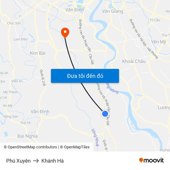 Phú Xuyên to Khánh Hà map