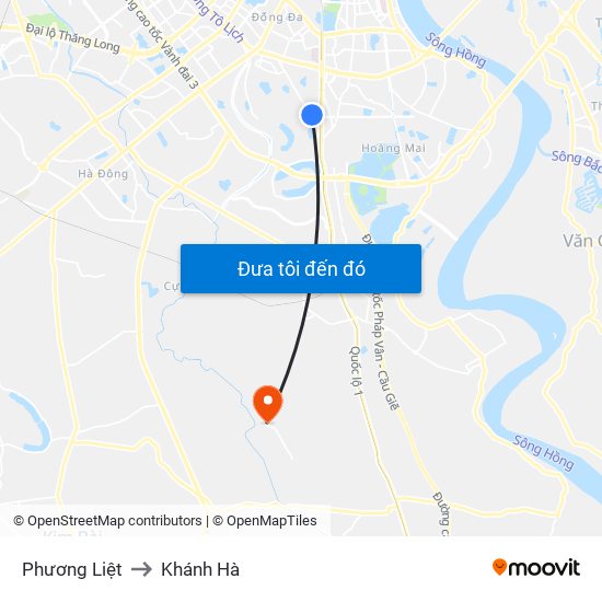 Phương Liệt to Khánh Hà map
