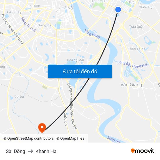 Sài Đồng to Khánh Hà map