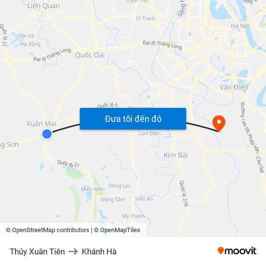 Thủy Xuân Tiên to Khánh Hà map