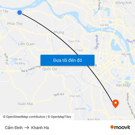 Cẩm Đình to Khánh Hà map