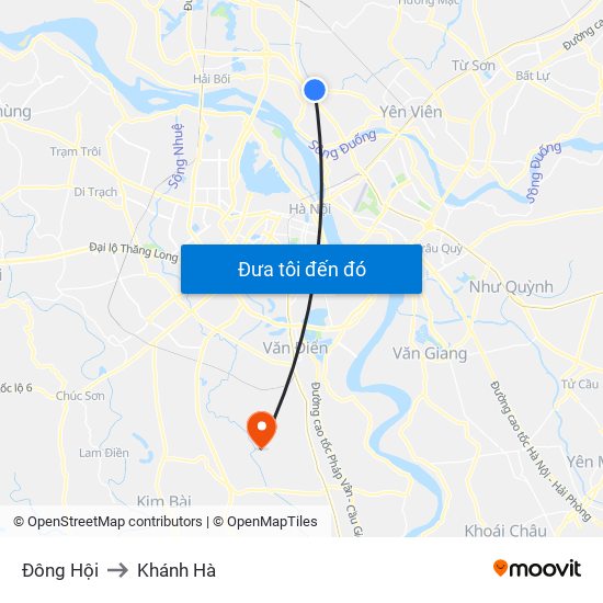 Đông Hội to Khánh Hà map