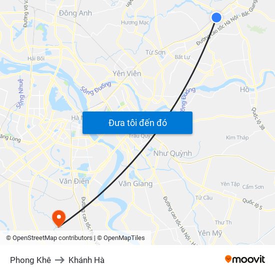 Phong Khê to Khánh Hà map
