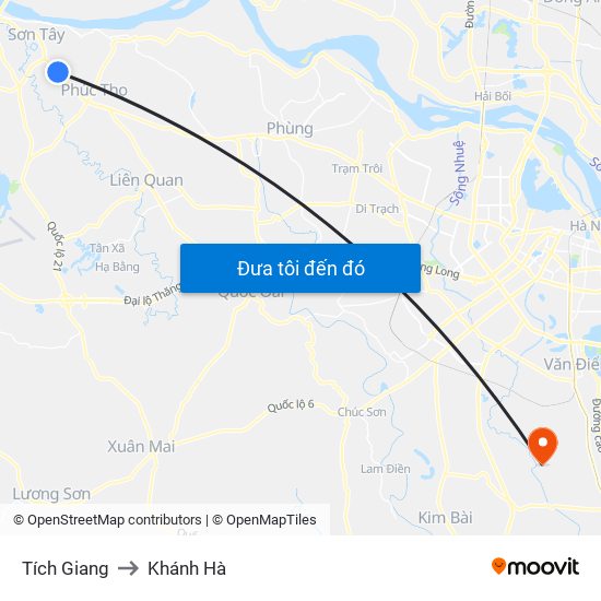 Tích Giang to Khánh Hà map