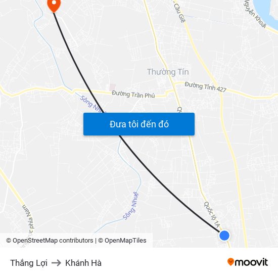 Thắng Lợi to Khánh Hà map