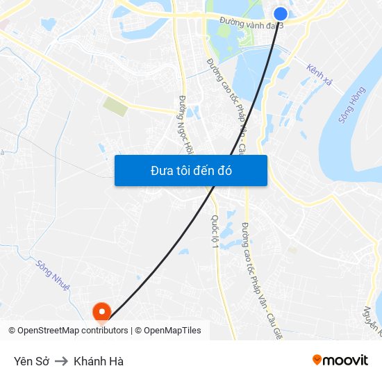 Yên Sở to Khánh Hà map