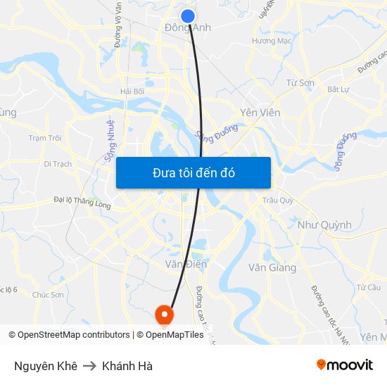 Nguyên Khê to Khánh Hà map