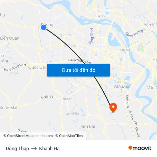 Đồng Tháp to Khánh Hà map