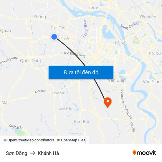 Sơn Đồng to Khánh Hà map