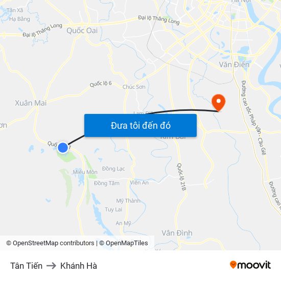 Tân Tiến to Khánh Hà map