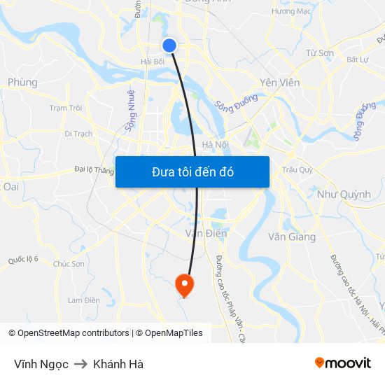 Vĩnh Ngọc to Khánh Hà map