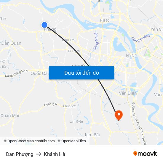 Đan Phượng to Khánh Hà map