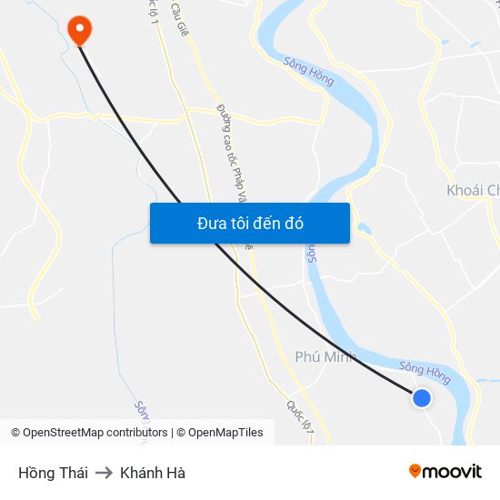 Hồng Thái to Khánh Hà map