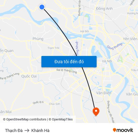 Thạch Đà to Khánh Hà map