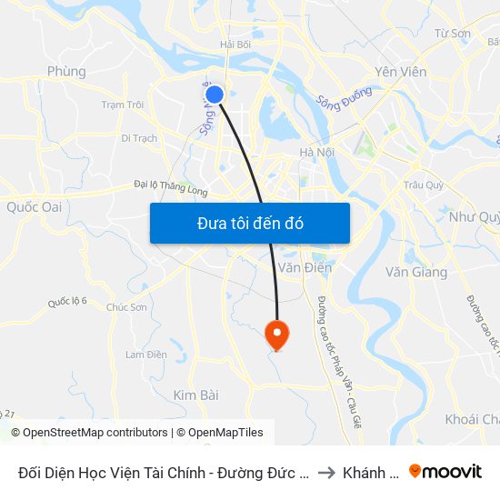 Đối Diện Học Viện Tài Chính - Đường Đức Thắng to Khánh Hà map