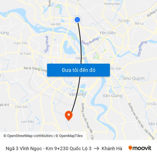 Ngã 3 Vĩnh Ngọc - Km 9+230 Quốc Lộ 3 to Khánh Hà map