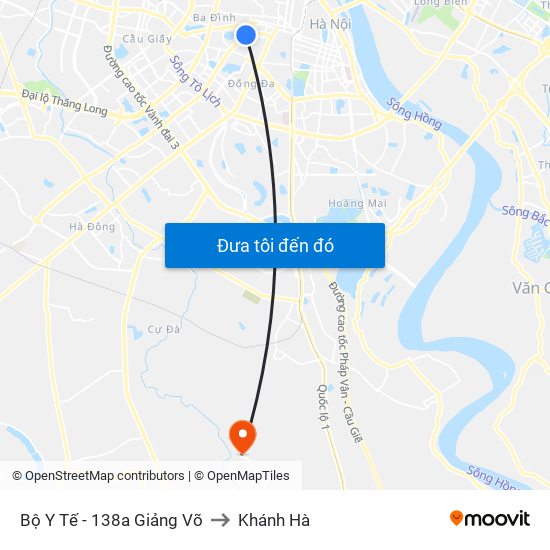 Bộ Y Tế - 138a Giảng Võ to Khánh Hà map