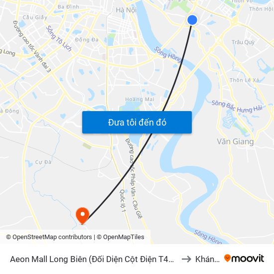 Aeon Mall Long Biên (Đối Diện Cột Điện T4a/2a-B Đường Cổ Linh) to Khánh Hà map