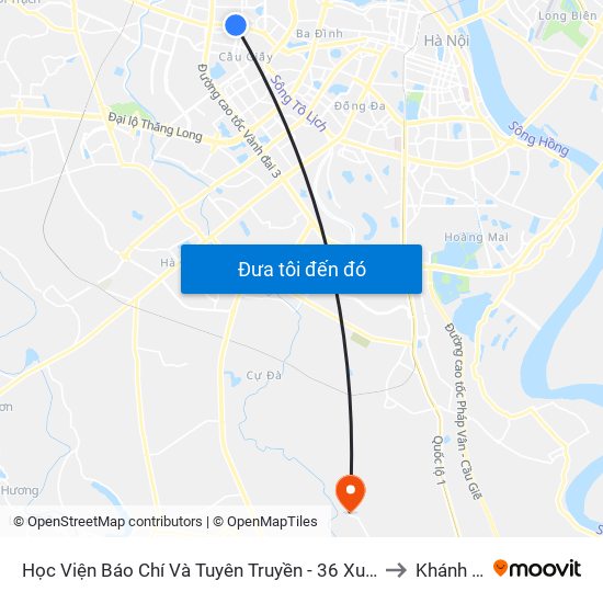 Học Viện Báo Chí Và Tuyên Truyền - 36 Xuân Thủy to Khánh Hà map