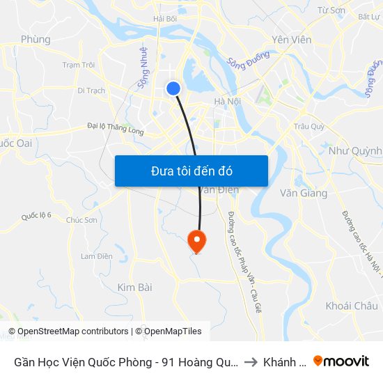 Gần Học Viện Quốc Phòng - 91 Hoàng Quốc Việt to Khánh Hà map