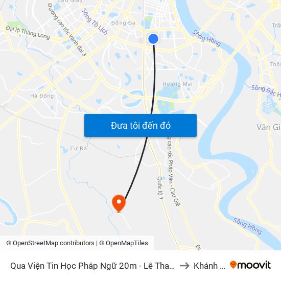 Qua Viện Tin Học Pháp Ngữ 20m - Lê Thanh Nghị to Khánh Hà map