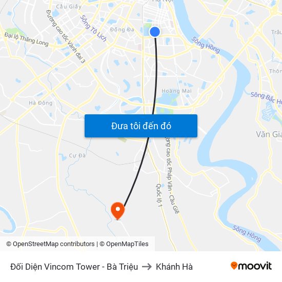 Đối Diện Vincom Tower - Bà Triệu to Khánh Hà map