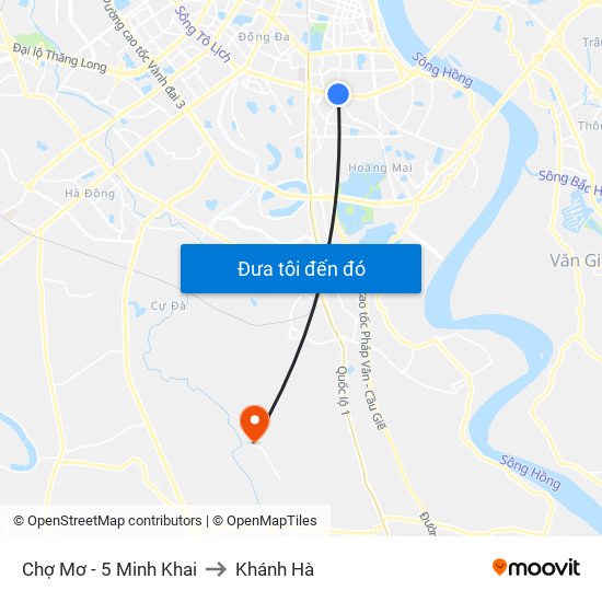 Chợ Mơ - 5 Minh Khai to Khánh Hà map