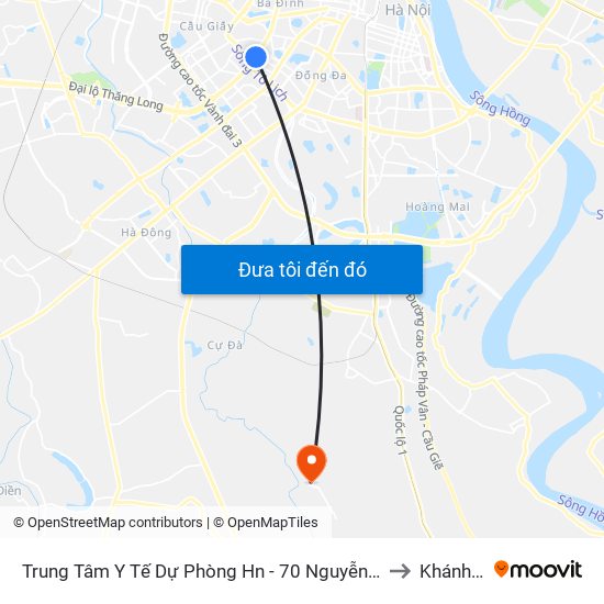 Trung Tâm Y Tế Dự Phòng Hn - 70 Nguyễn Chí Thanh to Khánh Hà map