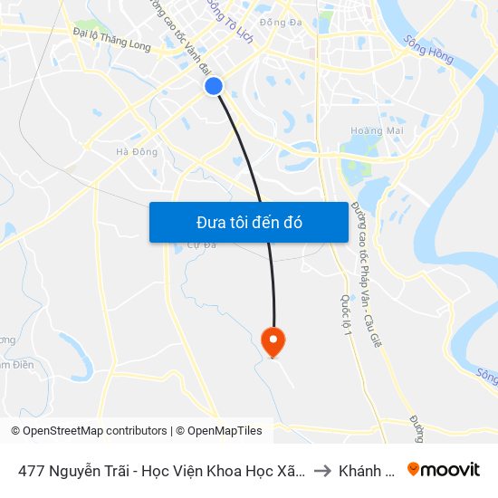 477 Nguyễn Trãi - Học Viện Khoa Học Xã Hội to Khánh Hà map