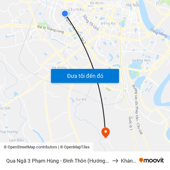 Qua Ngã 3 Phạm Hùng - Đình Thôn (Hướng Đi Phạm Văn Đồng) to Khánh Hà map