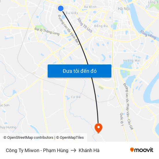 Công Ty Miwon - Phạm Hùng to Khánh Hà map