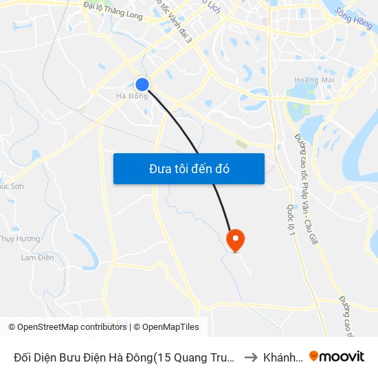 Đối Diện Bưu Điện Hà Đông(15 Quang Trung Hà Đông) to Khánh Hà map