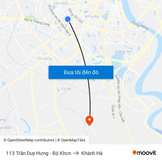 113 Trần Duy Hưng - Bộ Khcn to Khánh Hà map