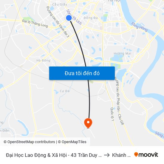 Đại Học Lao Động & Xã Hội - 43 Trần Duy Hưng to Khánh Hà map