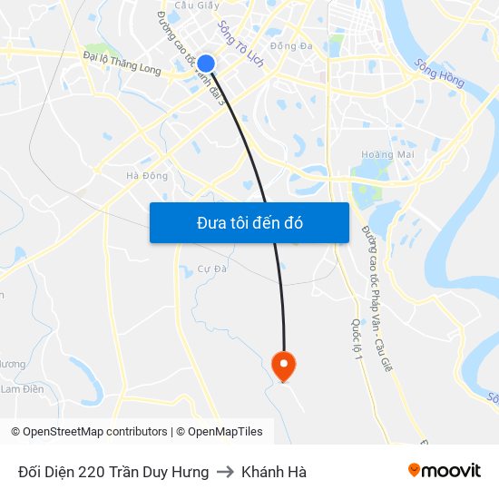 Đối Diện 220 Trần Duy Hưng to Khánh Hà map