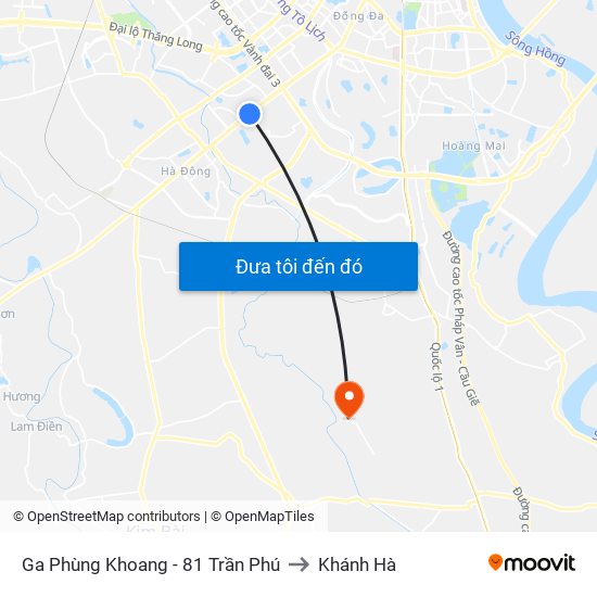 Ga Phùng Khoang - 81 Trần Phú to Khánh Hà map