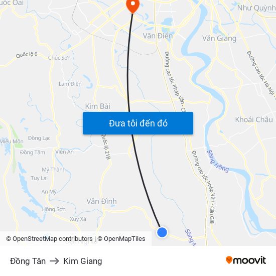 Đồng Tân to Kim Giang map