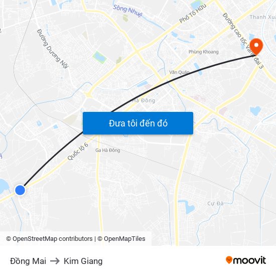 Đồng Mai to Kim Giang map